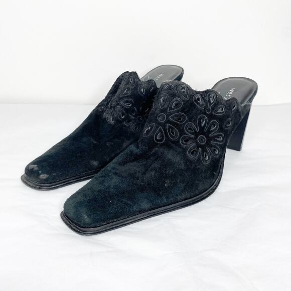 Vintage Wet Seal Square Toe Laser Cut Mules - Picture 5 of 6